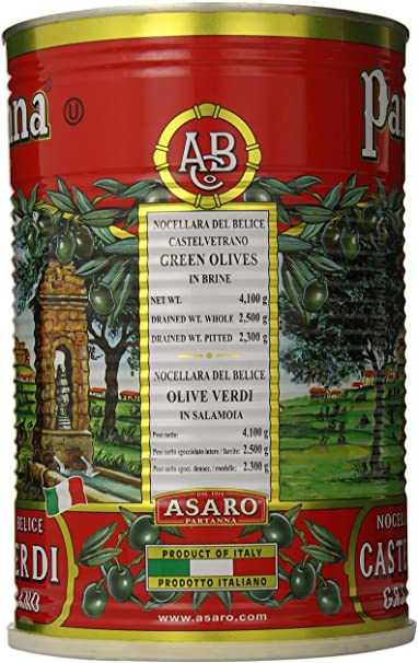 Aceituna verde  Nocellara Lata de 2.5 Kg.