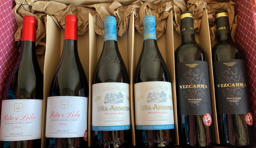 Selección vinos tintos Priorat, Rioja y Ribera